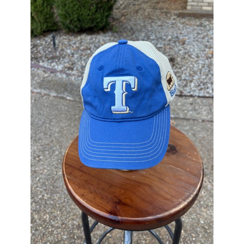 The Game Texas Rangers Blue Bell Ice Cream Mesh Trucker Snapback Hat Adjustable